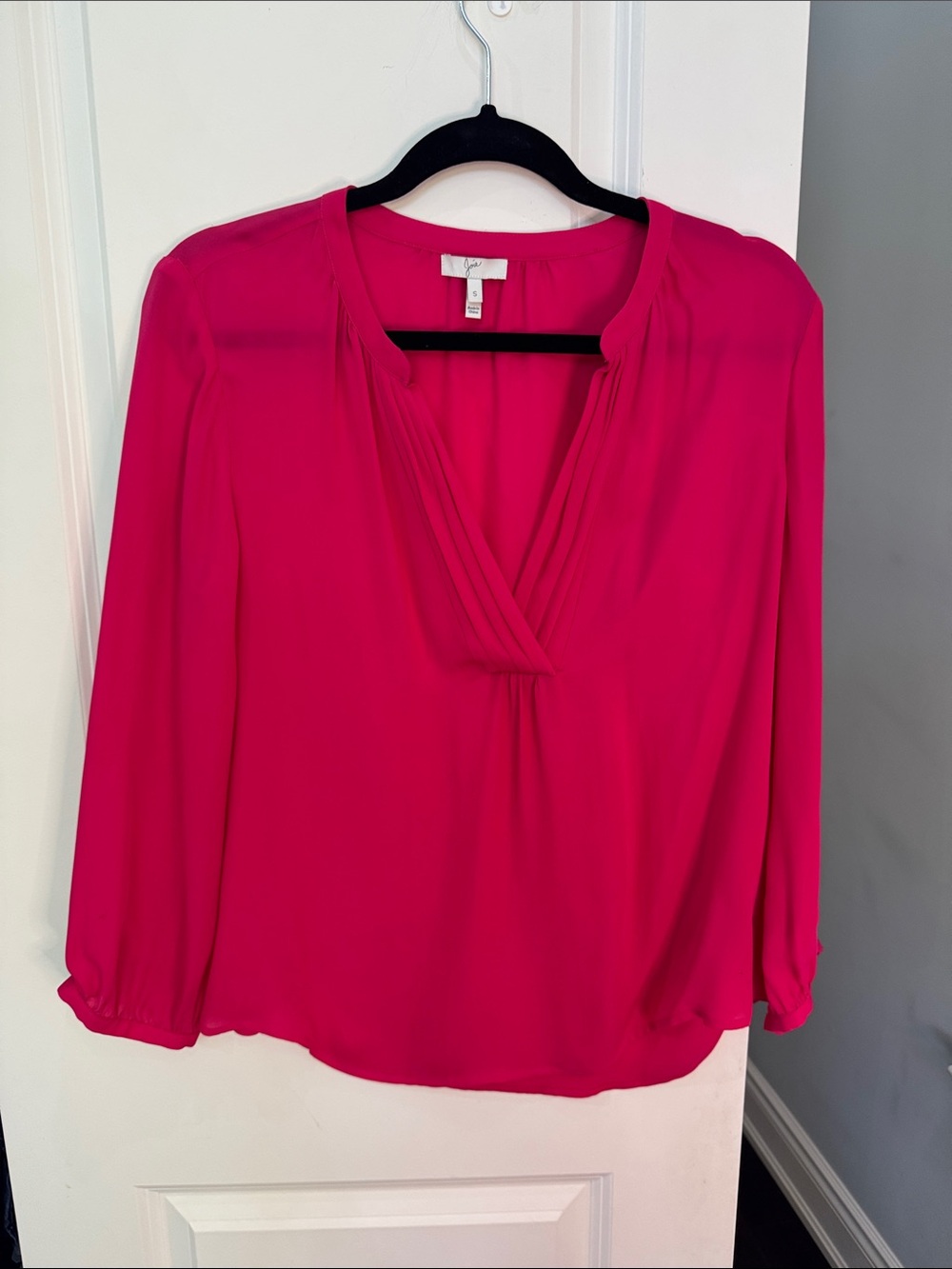 Joie Bright Fuchsia V-Neck Blouse